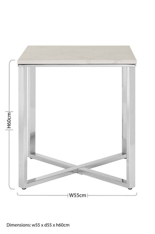 Allure White Marble and Chrome  Square End Table