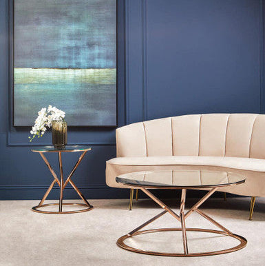 Allure Corseted Round Rose Gold End Table