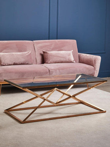 Allure Corseted Rose Gold Coffee Table