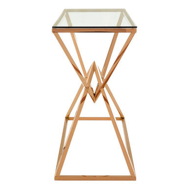 Allure Corseted Rose Gold Console Table