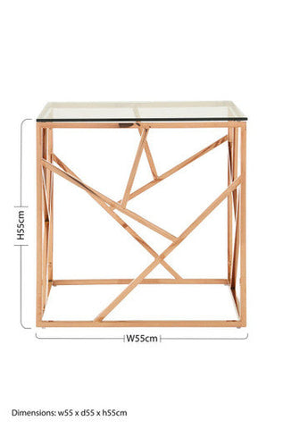 Allure Rose Gold Geometric End Table