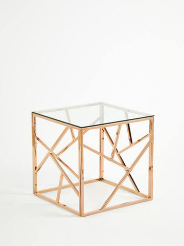 Allure Rose Gold Geometric End Table