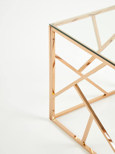 Allure Rose Gold Geometric End Table