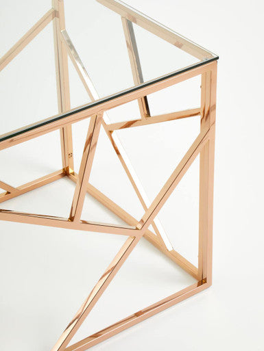 Allure Rose Gold Geometric End Table
