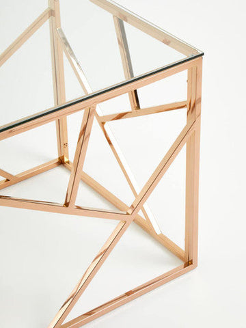 Allure Rose Gold Geometric End Table
