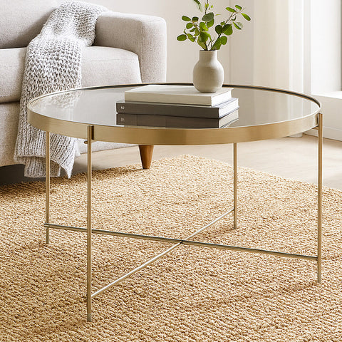 Allure Large Grey Mirror Round  Side Table