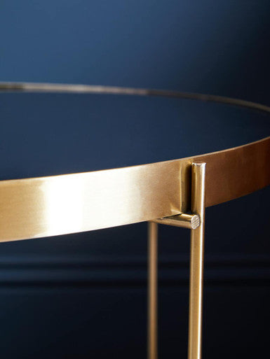 Allure  Brushed Bronze Large Side Table with Black Mirror