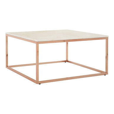 Allure Square Rose Gold And Marble Coffee Table