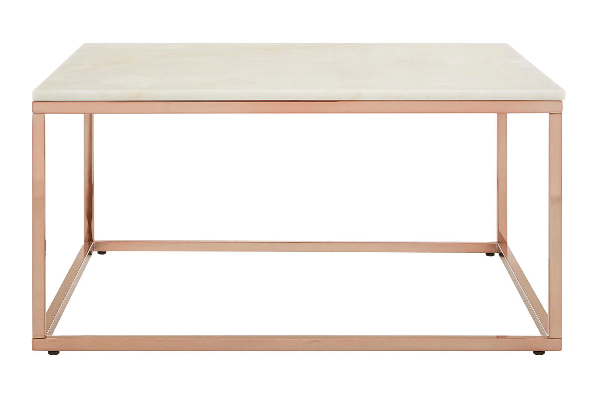 Allure Square Rose Gold And Marble Coffee Table