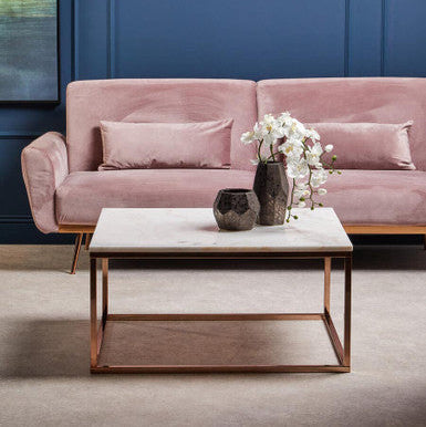 Allure Square Rose Gold And Marble Coffee Table