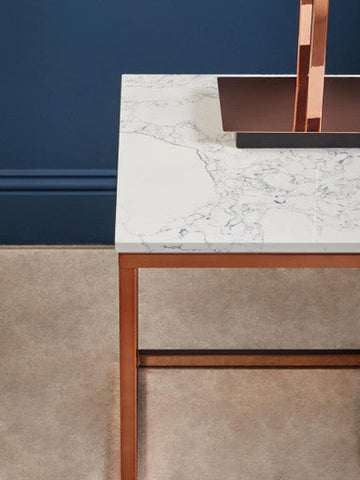 Allure Square White Marble And Rose Gold Square End Table