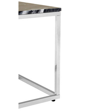 Allure Square Black Marble End Table With Chrome Metal Base