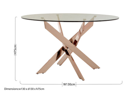 Allure Round Dining Table with  Intersected Rose Gold Legs