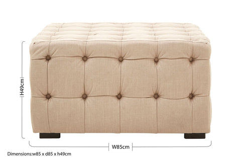 Stella Beige Linen Button Tufted Stool