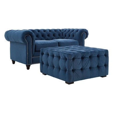 Stella Midnight Velvet Button Stool
