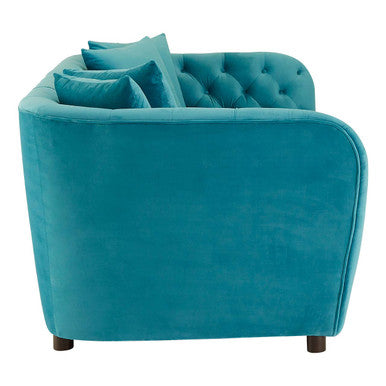 Riva 3 Seat Cyan Velvet Sofa