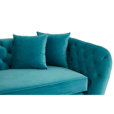 Riva 3 Seat Cyan Velvet Sofa