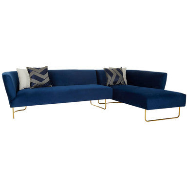 Renee 5 Seat Dark Blue Velvet Corner Sofa