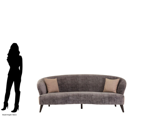 Reine 3 Seat Grey Velvet Sofa