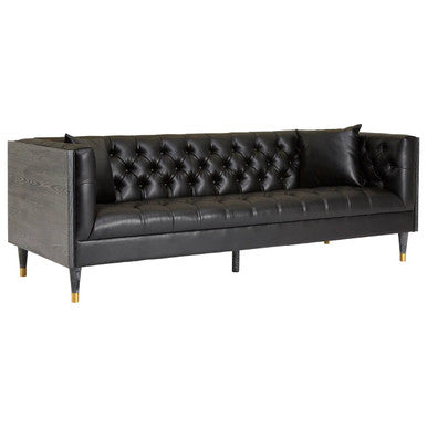 Raven 3 Seat Black Faux Leather Sofa