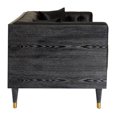 Raven 3 Seat Black Faux Leather Sofa