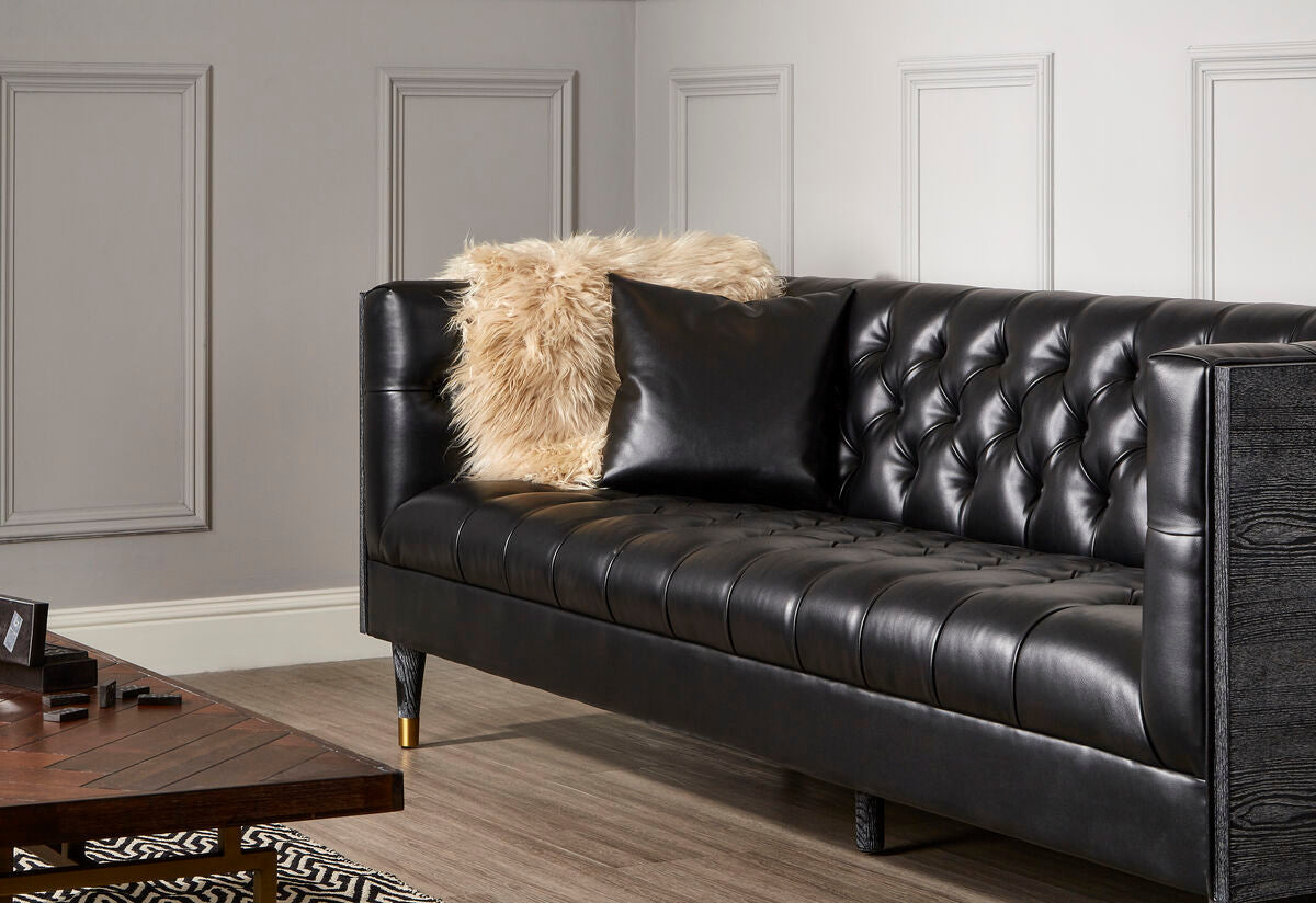 Raven 3 Seat Black Faux Leather Sofa