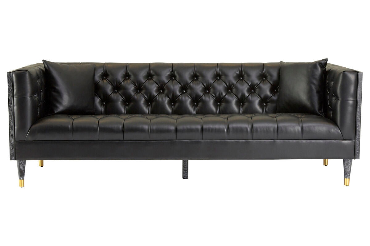 Raven 3 Seat Black Faux Leather Sofa