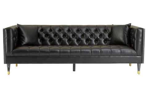 Raven 3 Seat Black Faux Leather Sofa