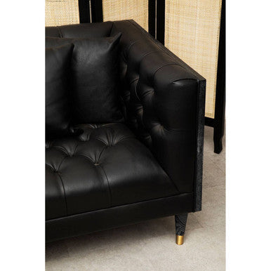 Raven 3 Seat Black Faux Leather Sofa