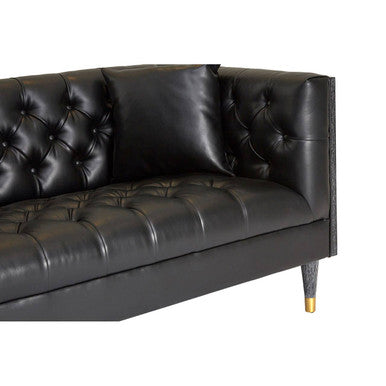 Raven 3 Seat Black Faux Leather Sofa