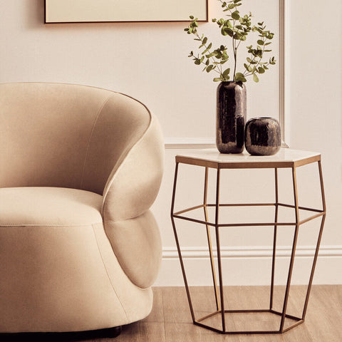 Shalimar Hexagonal Marble Top Side Table