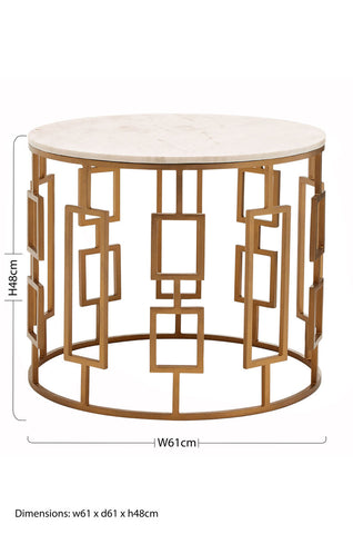 Shalimar White Marble Top Side Table With Gold Finish Base