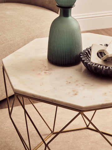 Shalimar Octagon White Marble Coffee Table