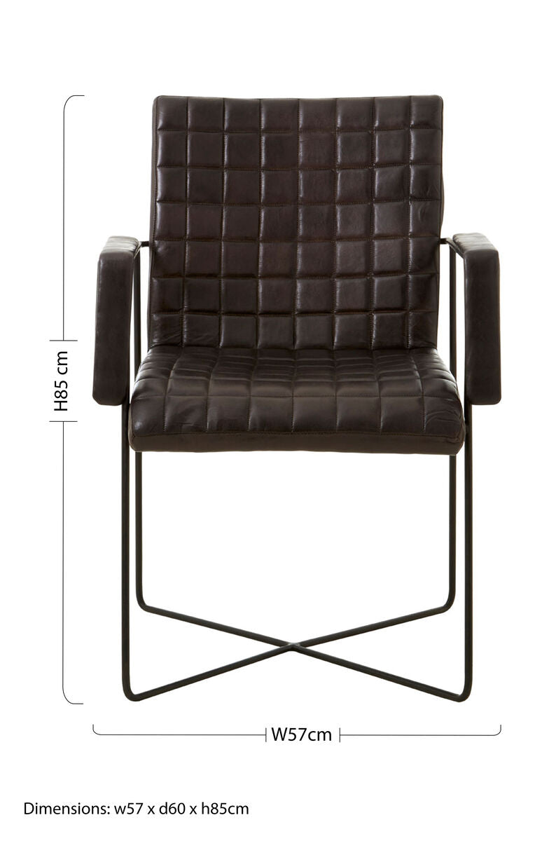 Buffalo Black Leather Weave Chair