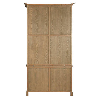 Lyon Oak Wood Tall Cabinet with Washed Grey Finish