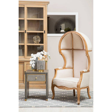 Lyon Oak Wood Tall Cabinet with Washed Grey Finish
