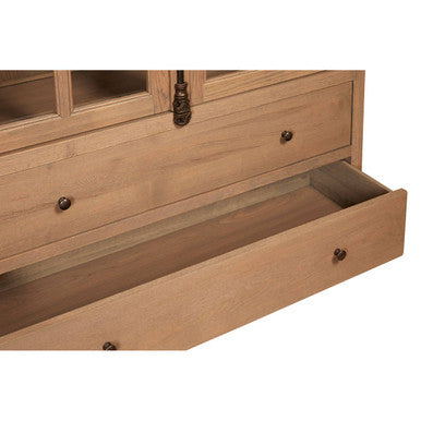 Lyon Washed Grey Finish Oak Wood Tall Cabinet