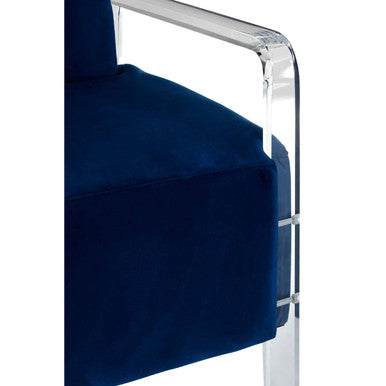 Clarence Navy Blue Velvet Armchair