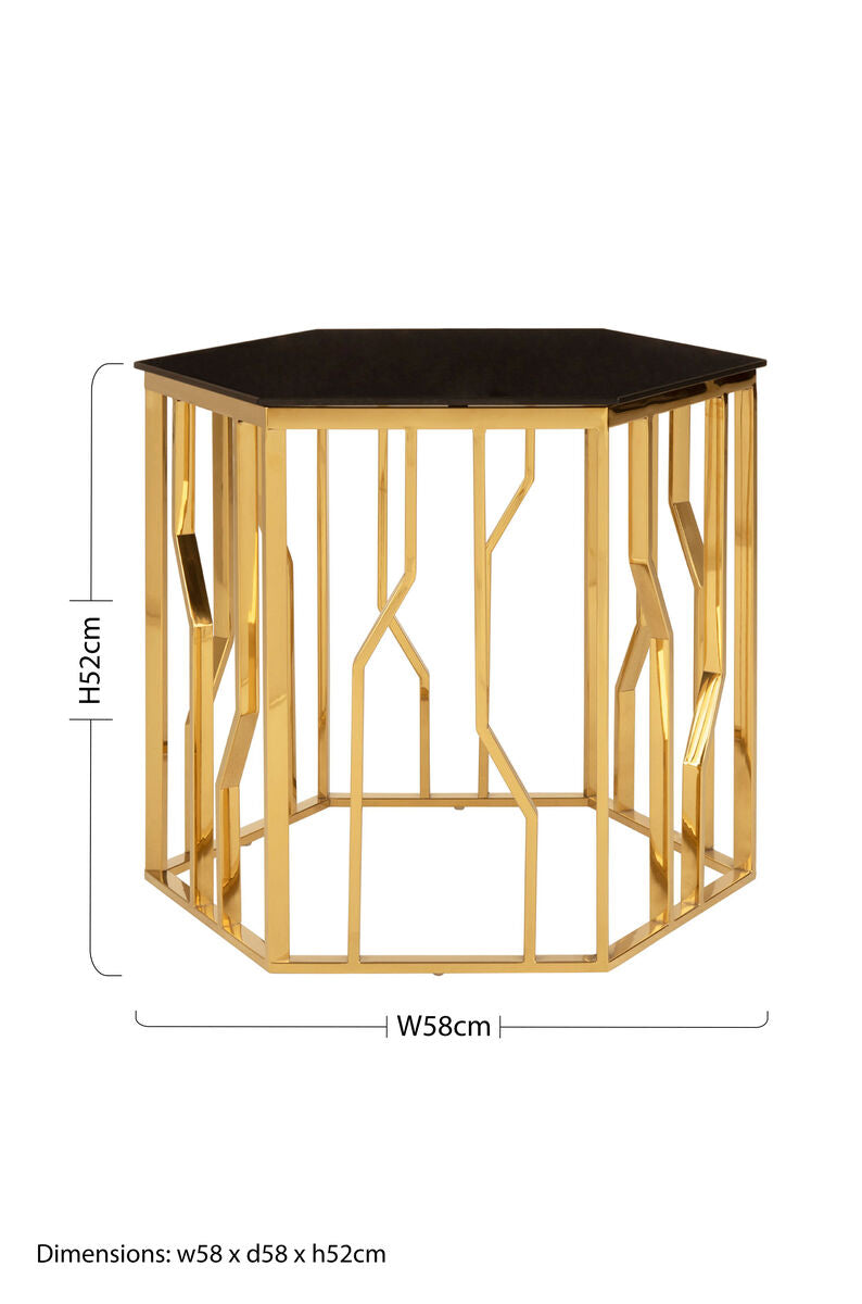 Alvaro Gold And Black Hexagonal Side Table