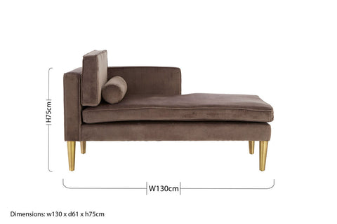 Louxor Grey Velvet Left Hand Chaise Longue