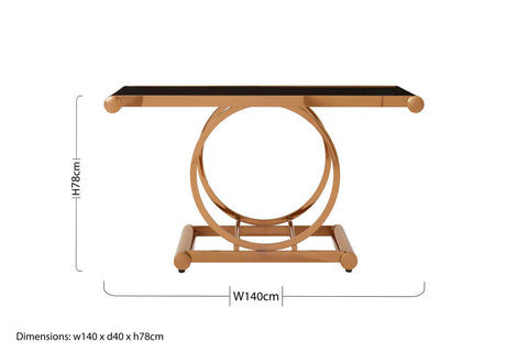 Novara Rose Gold Console Table