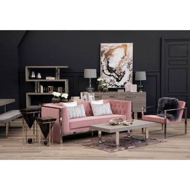 Vogue 3 Seat Pink Velvet Sofa