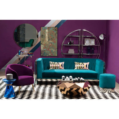 Vogue 3 Seat Teal Velvet Sofa