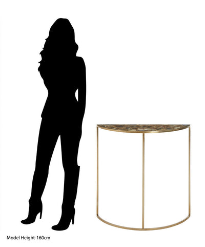 Vita Half Moon Console Table With Black Agate Top