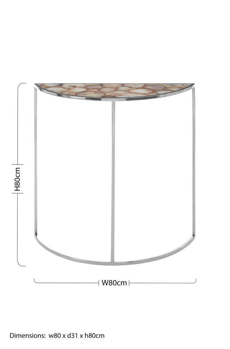 Vita Half Moon Console Table With White Agate Top