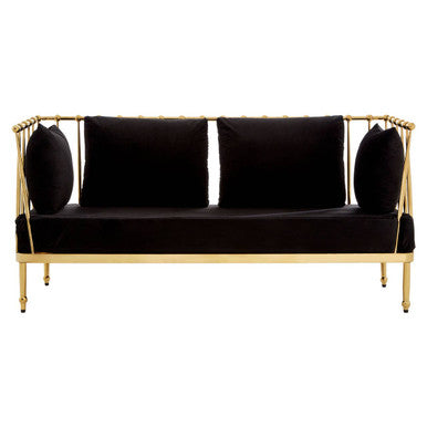 Novo 2 Seat Gold Finish Tapered Arms Sofa