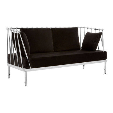 Novo 2 Seat Silver Finish Tapered Arms Sofa
