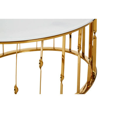 Arezzo Round Coffee Table With Gold Finish Frame