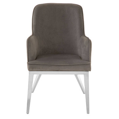 Eliza Grey Velvet Dining Chair With Silver Finish Legs