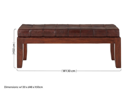 Inca Antique Brown Leather Bench